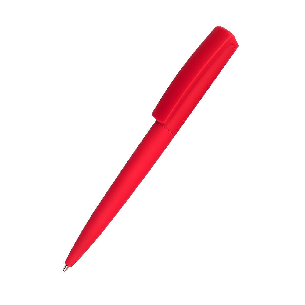 Ручка пластиковая Jangle, софт-тач, красная