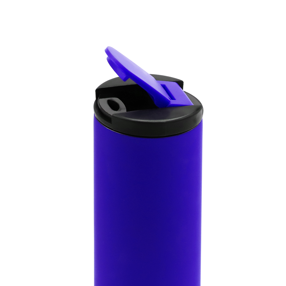 Термокружка с двойной металлической стенкой Rolly, софт-тач, синий (Фото)