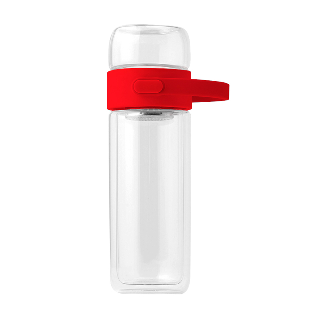 Бутылка Easy pot из боросиликатного стекла с инфьюзером, красная (Фото)