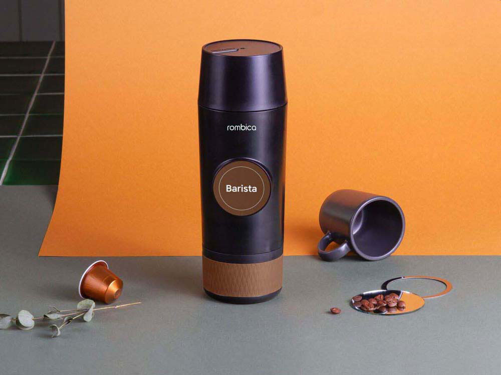 Портативная кофемашина Barista c быстрой зарядкой с логотипом Rombica (Фото)