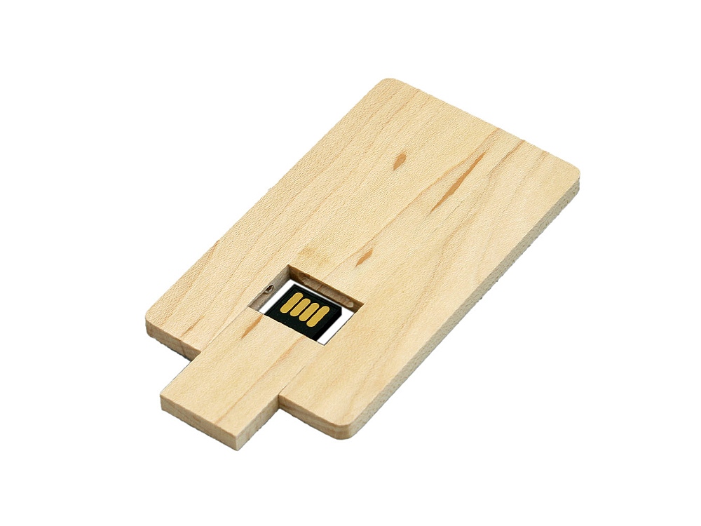 USB 2.0- флешка на 16 Гб в виде деревянной карточки с выдвижным механизмом (Фото)