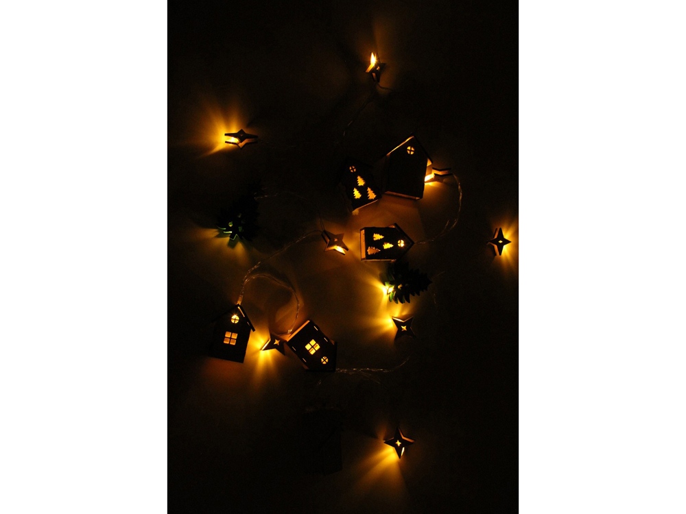Елочная гирлянда с лампочками Новогодняя в деревянной подарочной коробке (Фото)