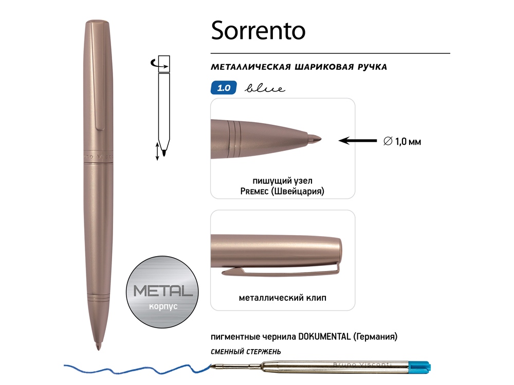Ручка металлическая шариковая Sorento (Фото)