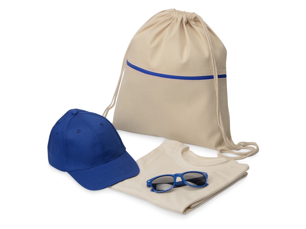 рюкзак- натуральный/синий, футболка- натуральный, бейсболка- синий, очки- синий XL 12шт