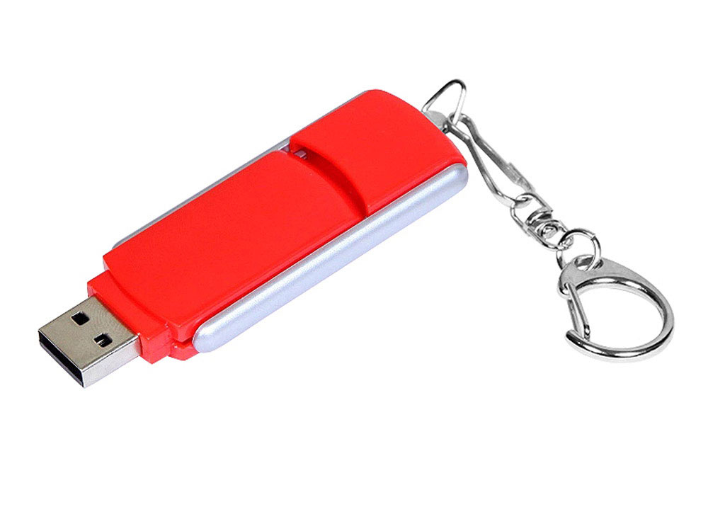 USB 2.0- флешка промо на 4 Гб с прямоугольной формы с выдвижным механизмом (Фото)