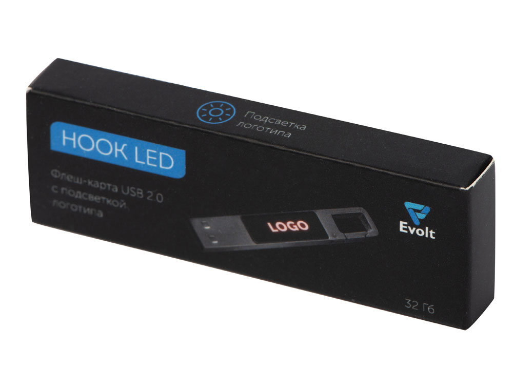 USB 2.0- флешка на 32 Гб c подсветкой логотипа Hook LED (Фото)