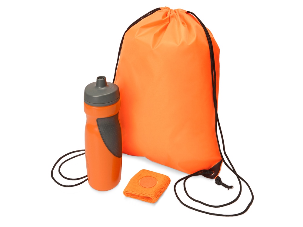 рюкзак- оранжевый, бутылка- оранжевый/серый, напульсник- оранжевый  730шт