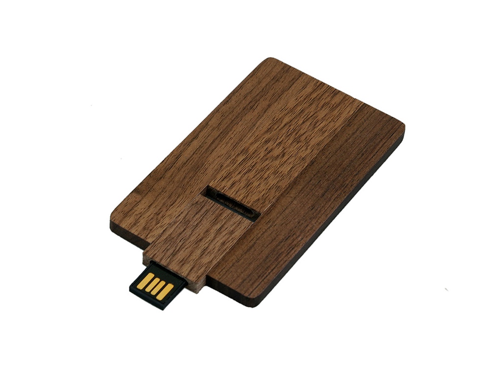 USB 2.0- флешка на 16 Гб в виде деревянной карточки с выдвижным механизмом (Фото)