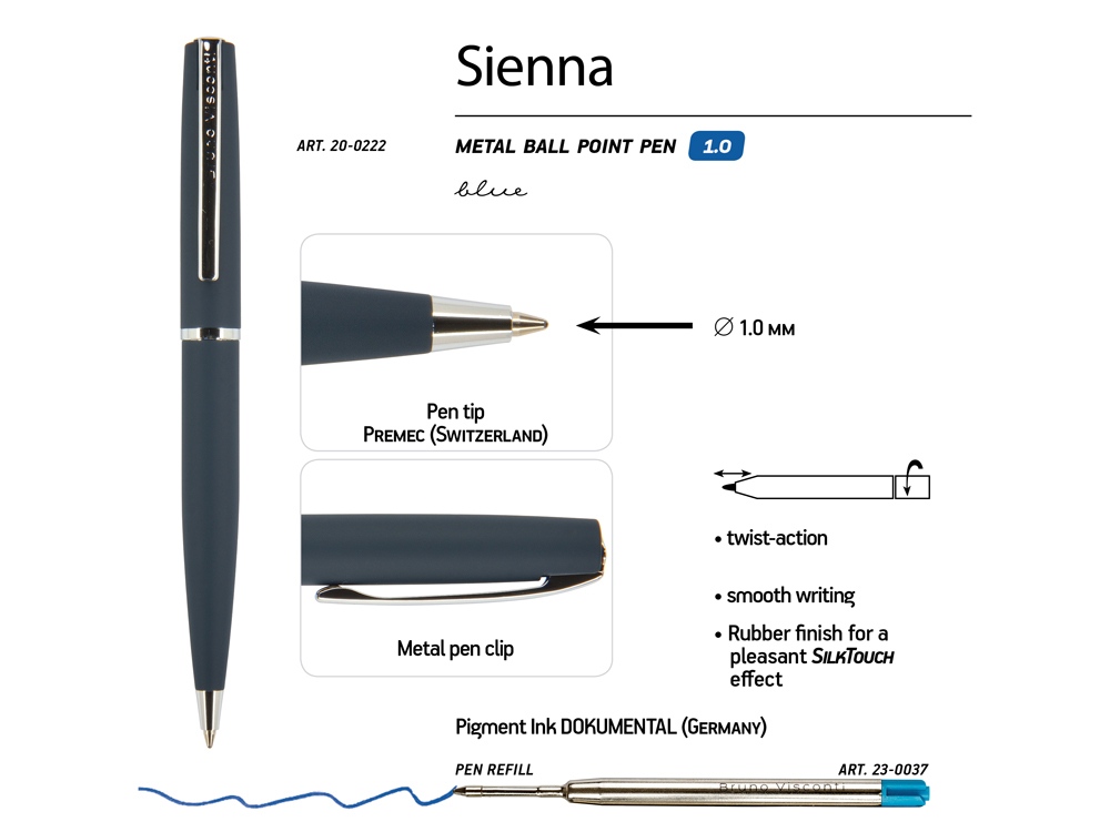 Ручка металлическая шариковая Sienna (Фото)