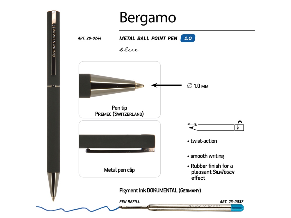 Ручка металлическая шариковая Bergamo (Фото)