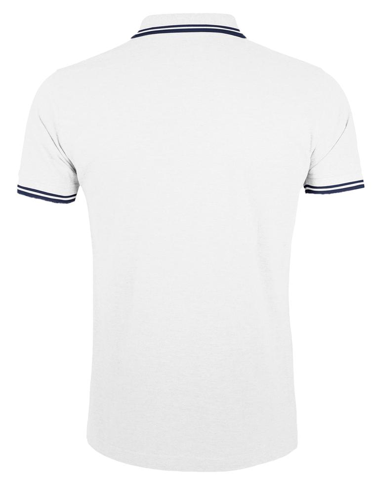 Рубашка поло мужская Pasadena Men 200 с контрастной отделкой, белая с синим (Миниатюра WWW (1000))
