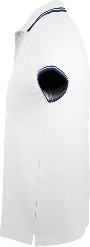 Рубашка поло мужская Pasadena Men 200 с контрастной отделкой, белая с синим (Миниатюра WWW (1000))