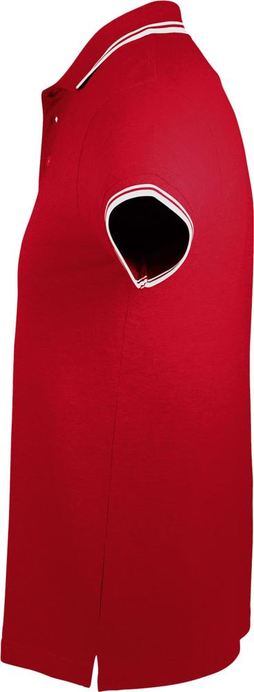 Рубашка поло мужская Pasadena Men 200 с контрастной отделкой, красная с белым (Миниатюра WWW (1000))