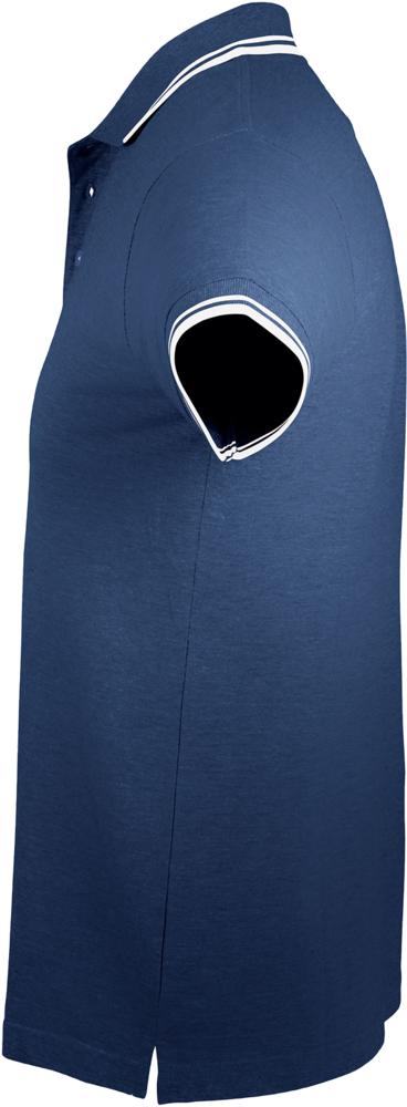 Рубашка поло мужская Pasadena Men 200 с контрастной отделкой, темно-синяя с белым (Миниатюра WWW (1000))