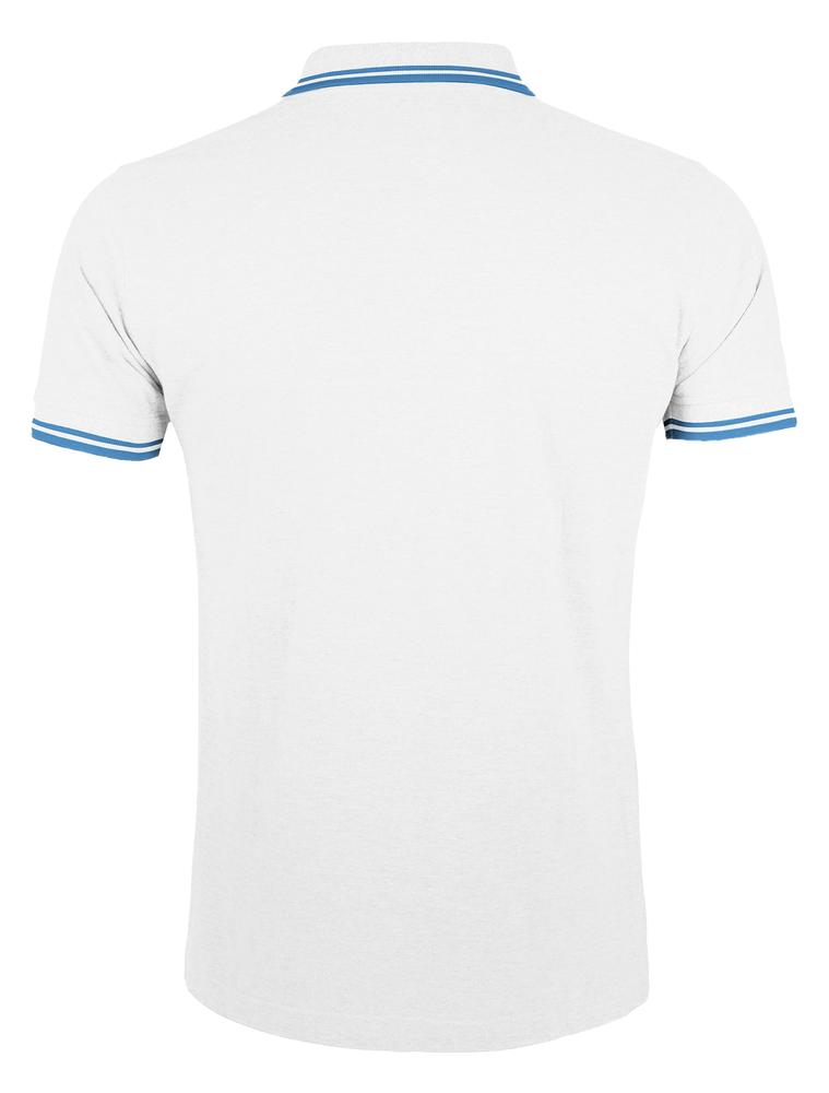 Рубашка поло мужская Pasadena Men 200 с контрастной отделкой, белая с голубым (Миниатюра WWW (1000))