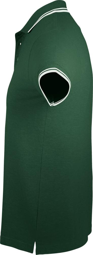 Рубашка поло мужская Pasadena Men 200 с контрастной отделкой, зеленая с белым (Миниатюра WWW (1000))