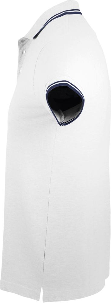 Рубашка поло женская Pasadena Women 200 с контрастной отделкой, белая с синим (Миниатюра WWW (1000))