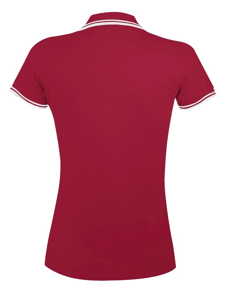 Рубашка поло женская Pasadena Women 200 с контрастной отделкой, красная с белым (Миниатюра WWW (1000))