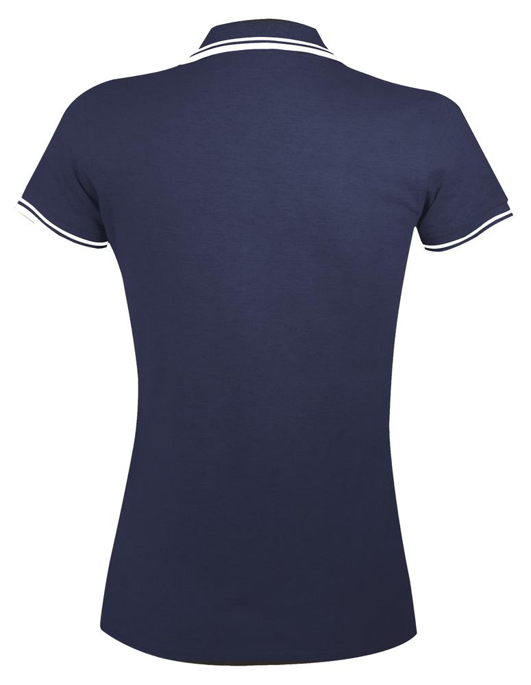 Рубашка поло женская Pasadena Women 200 с контрастной отделкой, темно-синяя с белым (Миниатюра WWW (1000))