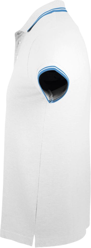 Рубашка поло женская Pasadena Women 200 с контрастной отделкой, белая с голубым (Миниатюра WWW (1000))