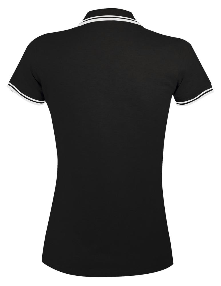 Рубашка поло женская Pasadena Women 200 с контрастной отделкой, черная с белым (Миниатюра WWW (1000))
