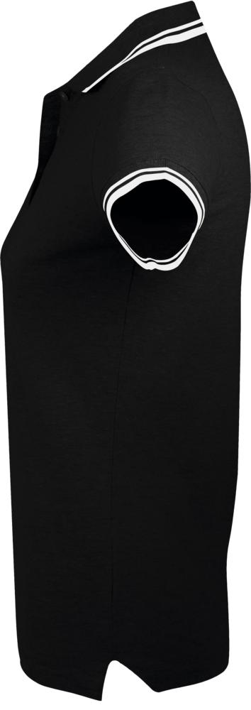 Рубашка поло женская Pasadena Women 200 с контрастной отделкой, черная с белым (Миниатюра WWW (1000))