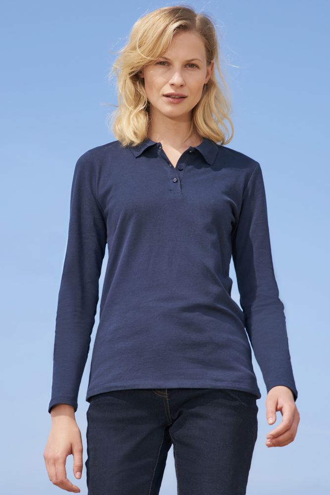 Рубашка поло женская с длинным рукавом Perfect LSL Women, темно-синяя (Миниатюра WWW (1000))