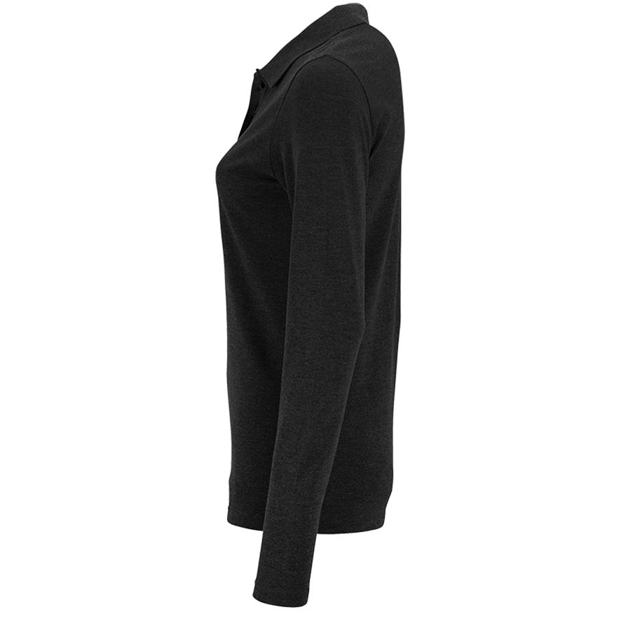 Рубашка поло женская с длинным рукавом Perfect LSL Women, черный меланж (Миниатюра WWW (1000))