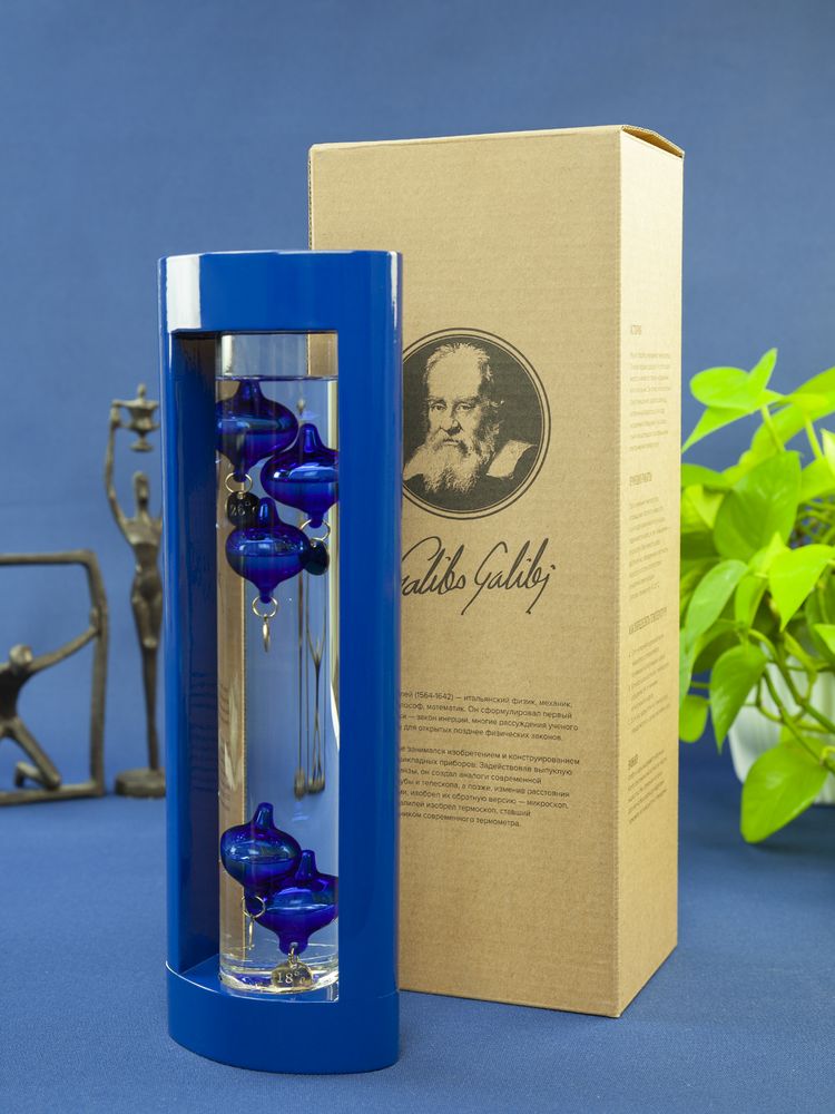 Термометр «Галилео» в деревянном корпусе, синий (Миниатюра WWW (1000))