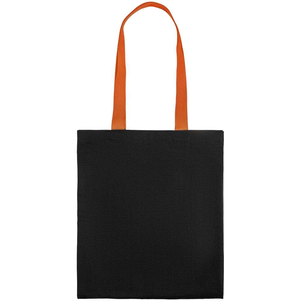 Холщовая сумка BrighTone, черная с оранжевыми ручками (Миниатюра WWW (1000))
