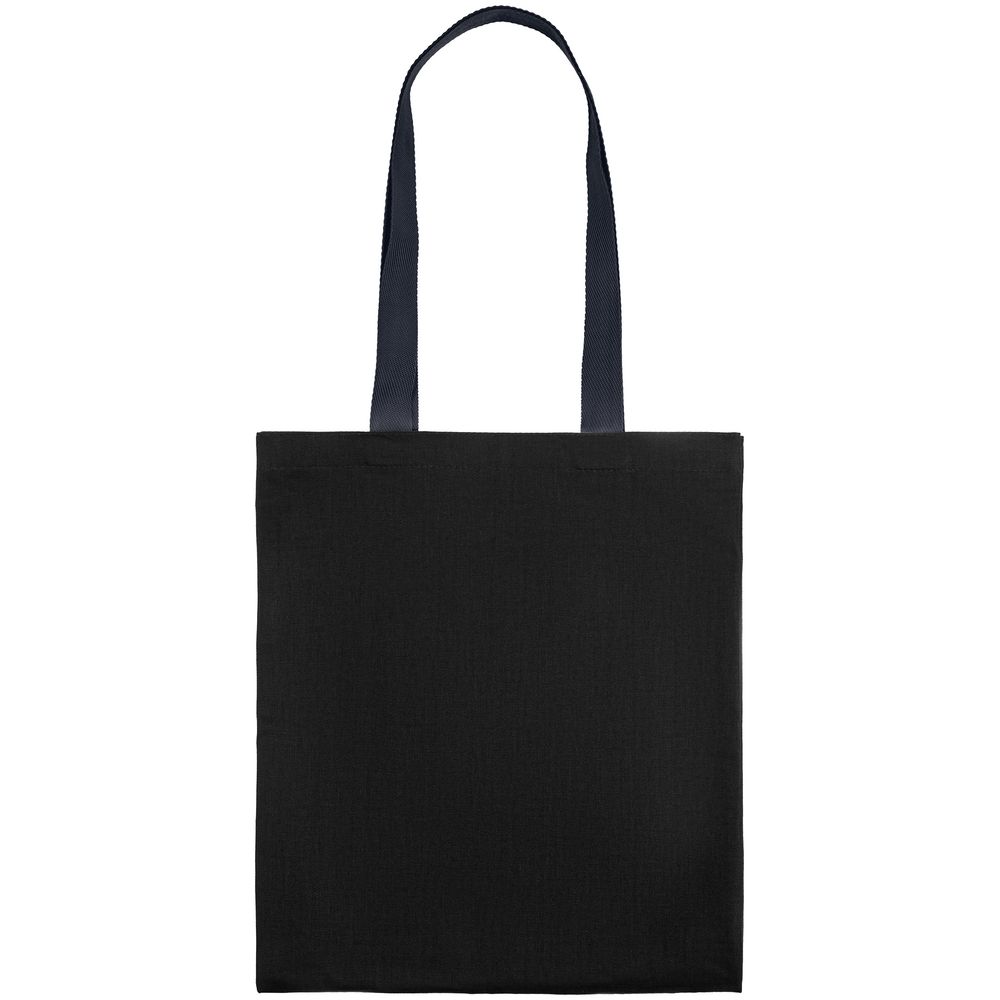Холщовая сумка BrighTone, черная с темно-синими ручками (Миниатюра WWW (1000))