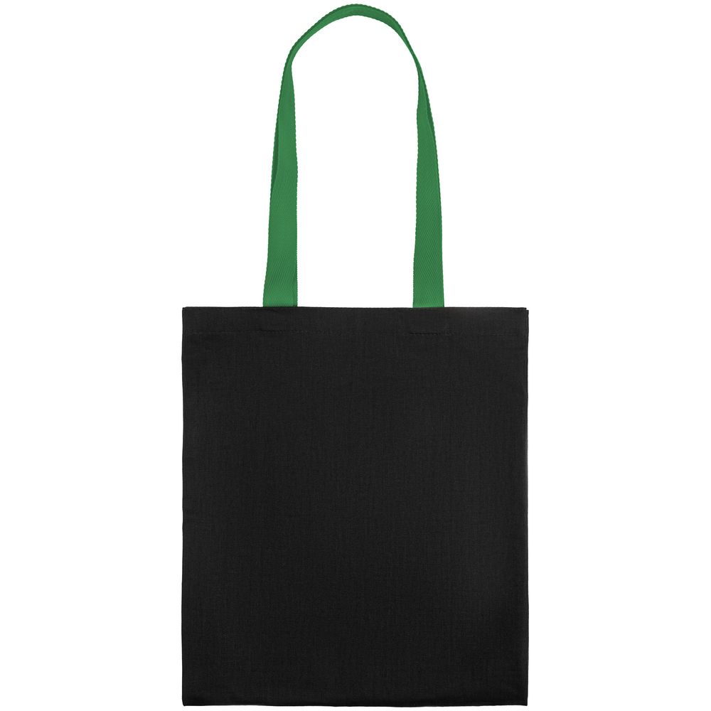 Холщовая сумка BrighTone, черная с зелеными ручками (Миниатюра WWW (1000))
