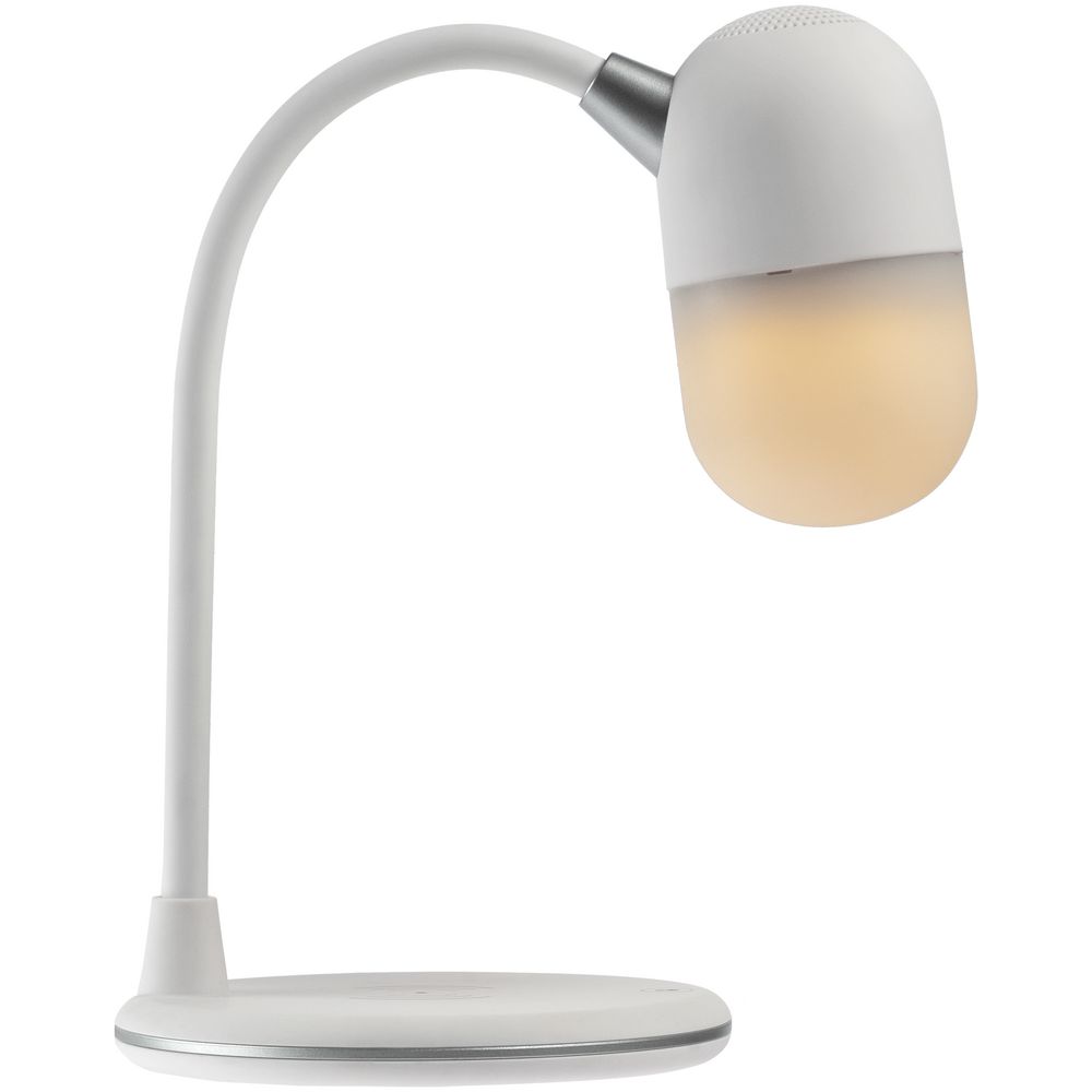 Лампа с колонкой и беспроводной зарядкой lampaTon, белая (Миниатюра WWW (1000))