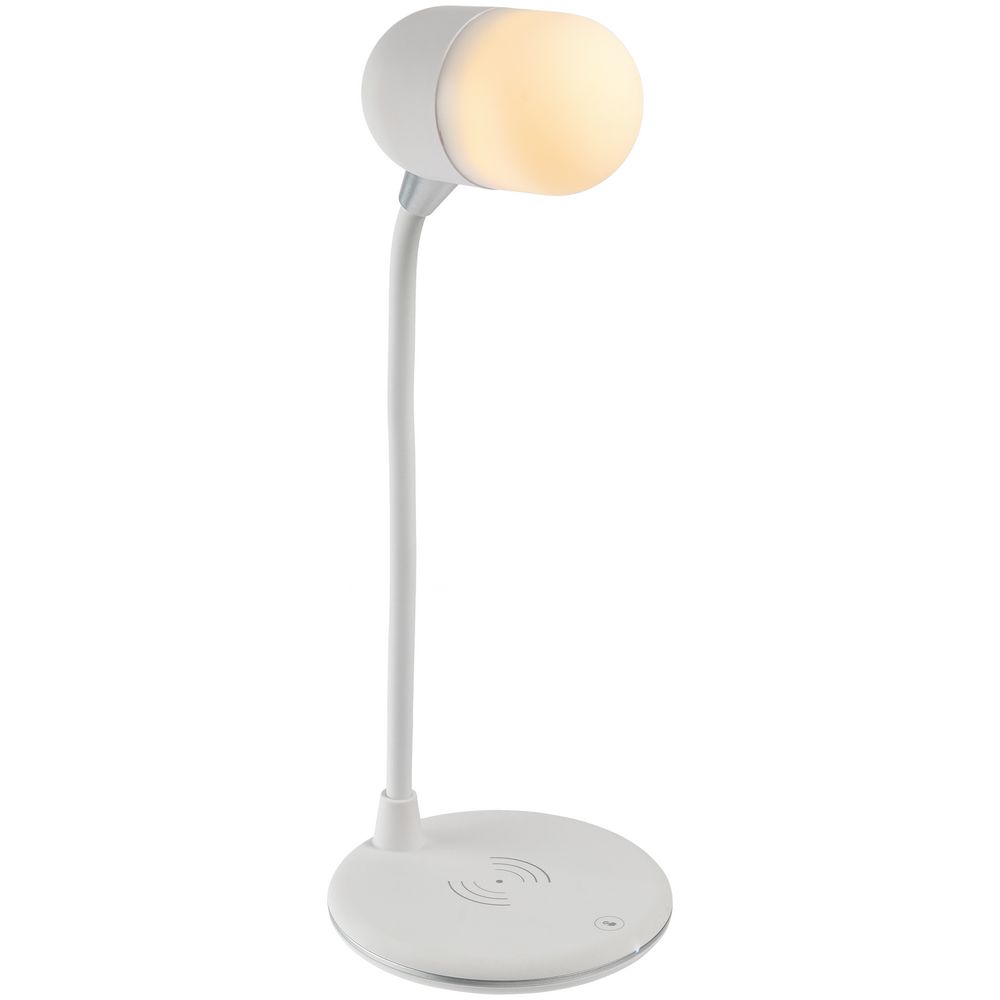 Лампа с колонкой и беспроводной зарядкой lampaTon, белая (Миниатюра WWW (1000))