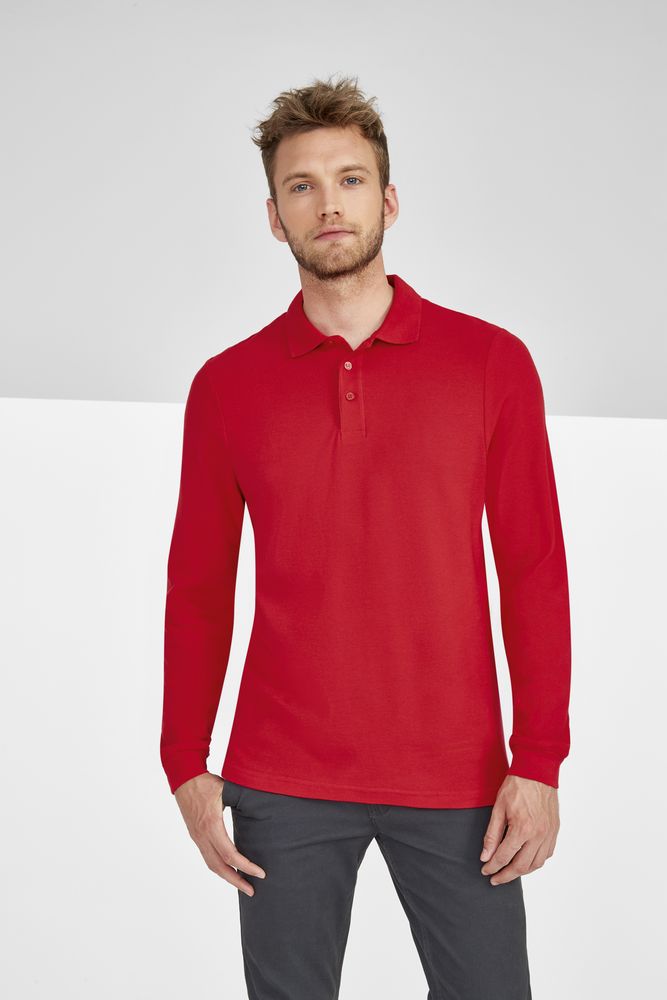 Рубашка поло мужская с длинным рукавом Winter II 210 черный меланж (Миниатюра WWW (1000))