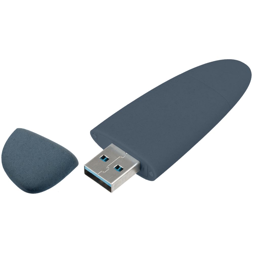 Флешка Pebble Type-C, USB 3.0, серо-синяя, 16 Гб (Миниатюра WWW (1000))