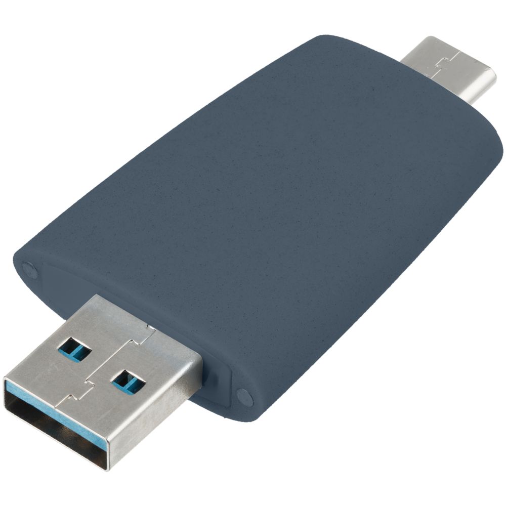 Флешка Pebble Type-C, USB 3.0, серо-синяя, 16 Гб (Миниатюра WWW (1000))