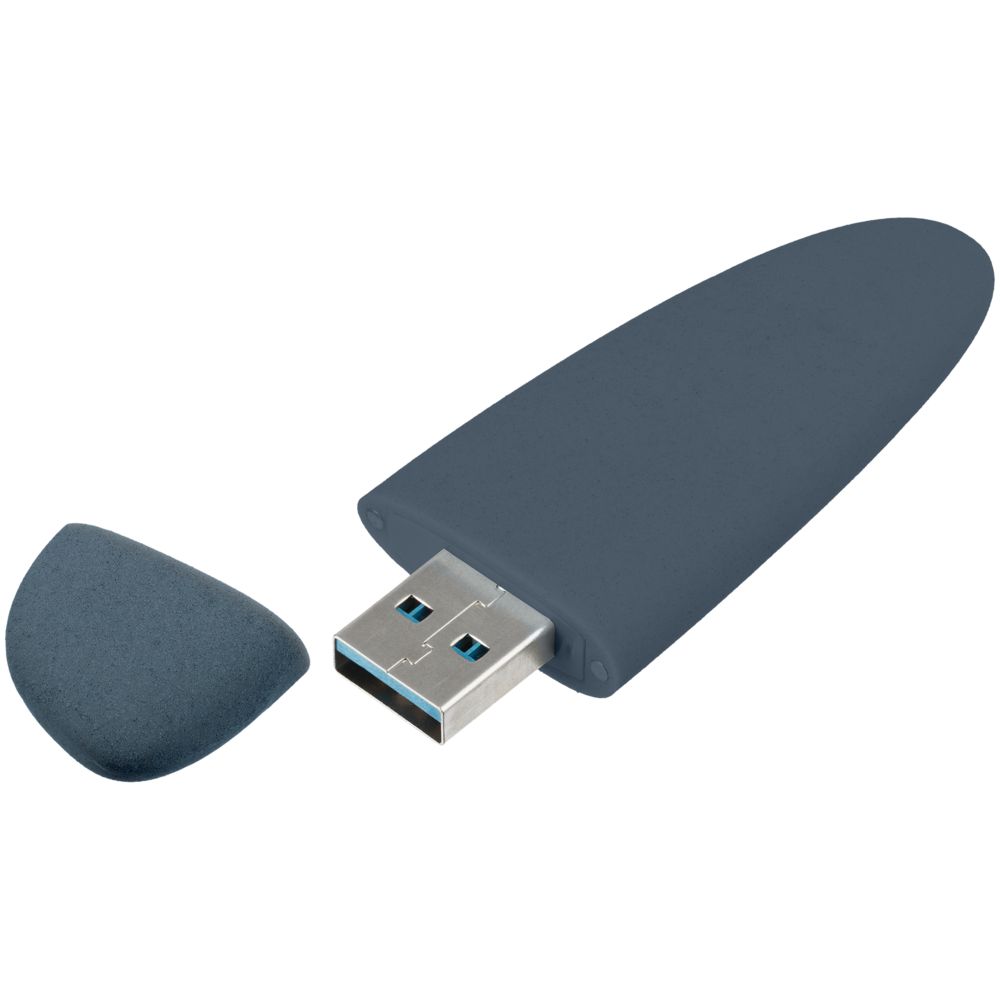 Флешка Pebble, серо-синяя, USB 3.0, 16 Гб (Миниатюра WWW (1000))