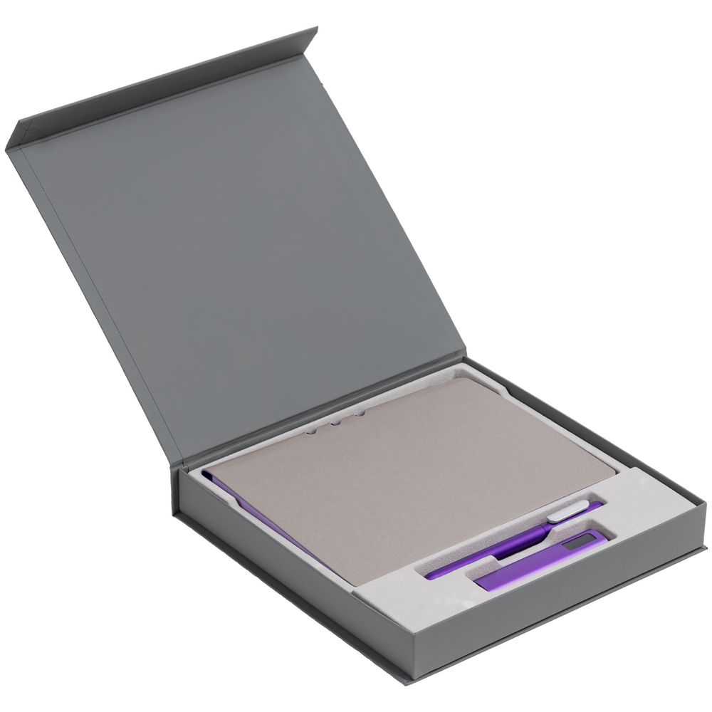 Коробка Memoria под ежедневник, аккумулятор и ручку, серая (Миниатюра WWW (1000))