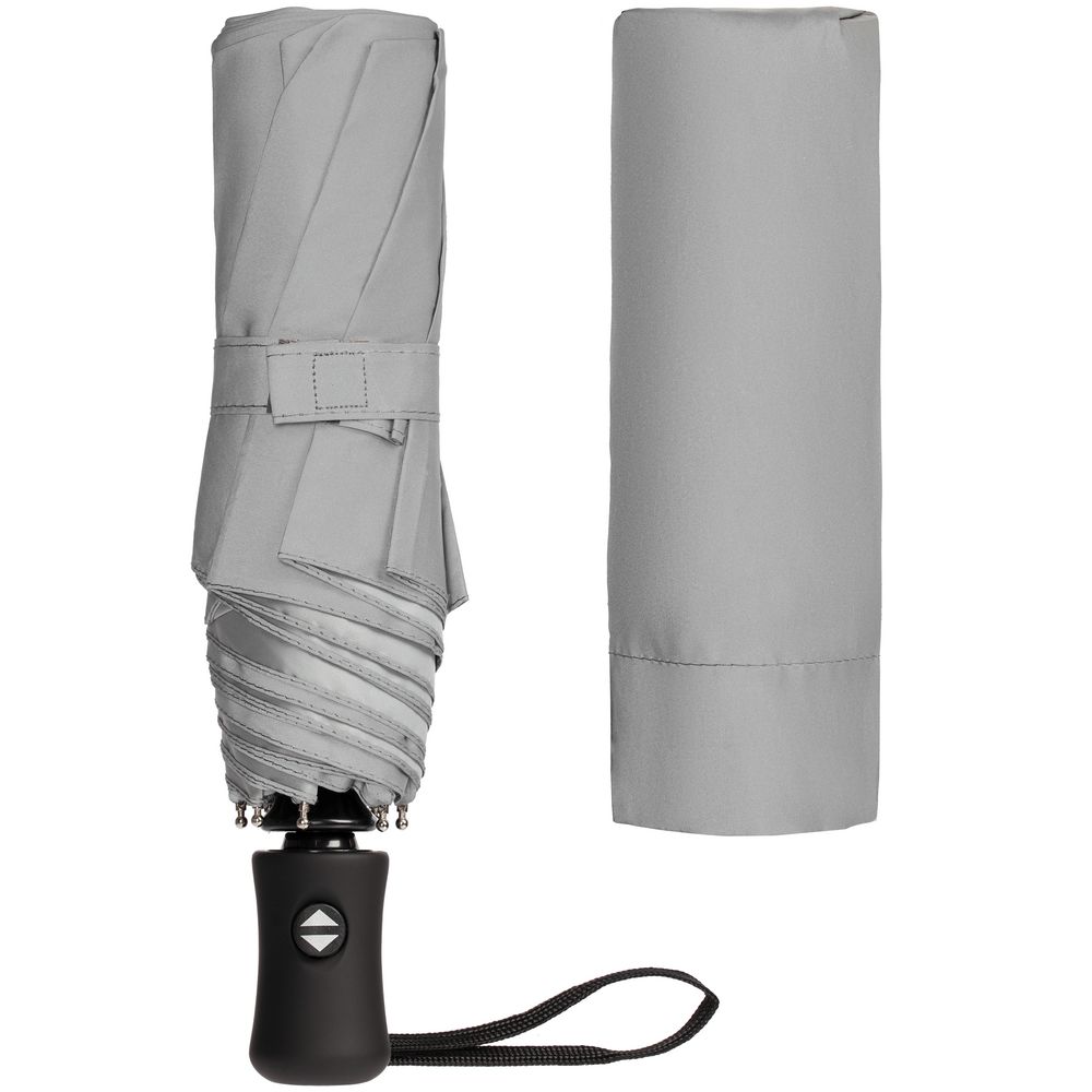 Зонт складной Manifest со светоотражающим куполом, серый (Миниатюра WWW (1000))