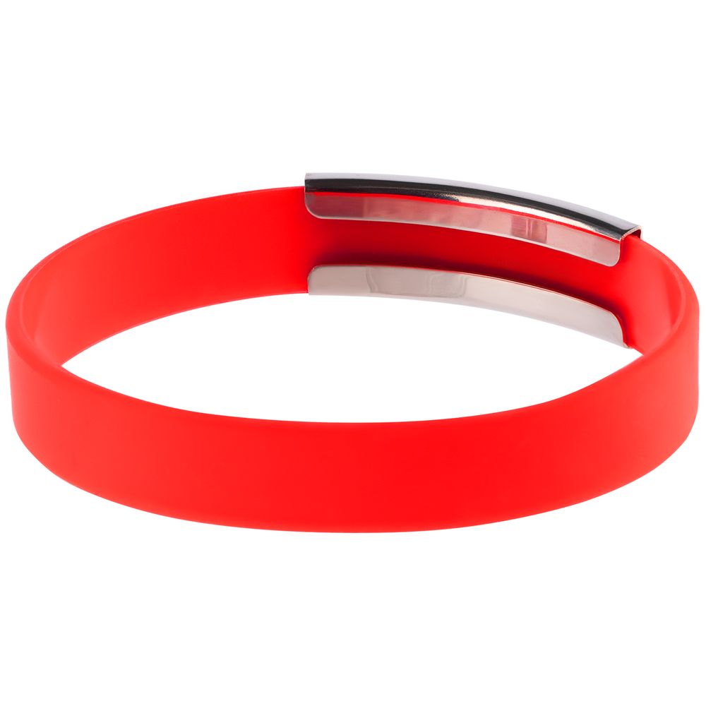 Силиконовый браслет Brisky с металлическим шильдом, красный (Миниатюра WWW (1000))