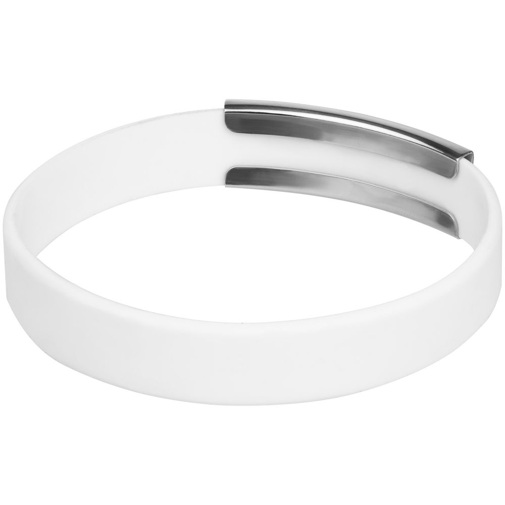 Силиконовый браслет Brisky с металлическим шильдом, белый (Миниатюра WWW (1000))