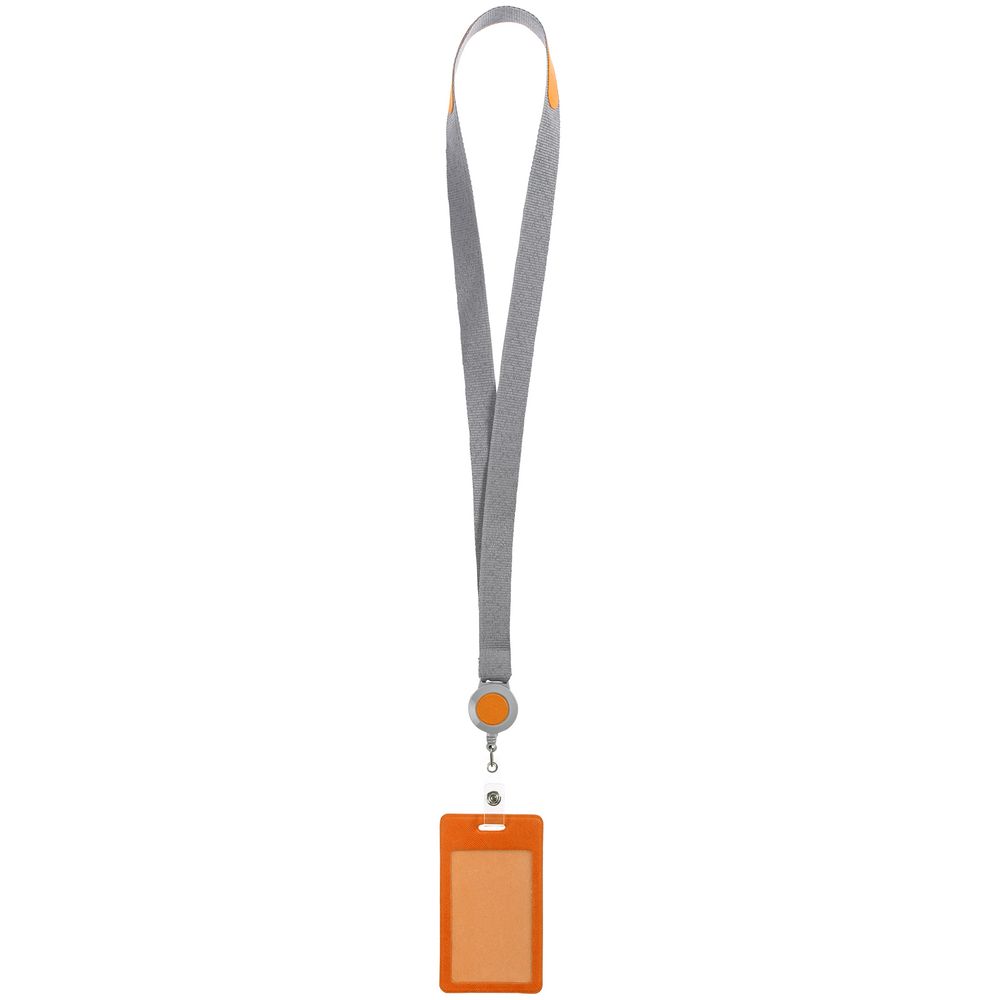 Чехол для пропуска с лентой и ретрактором Devon, оранжевый (Миниатюра WWW (1000))