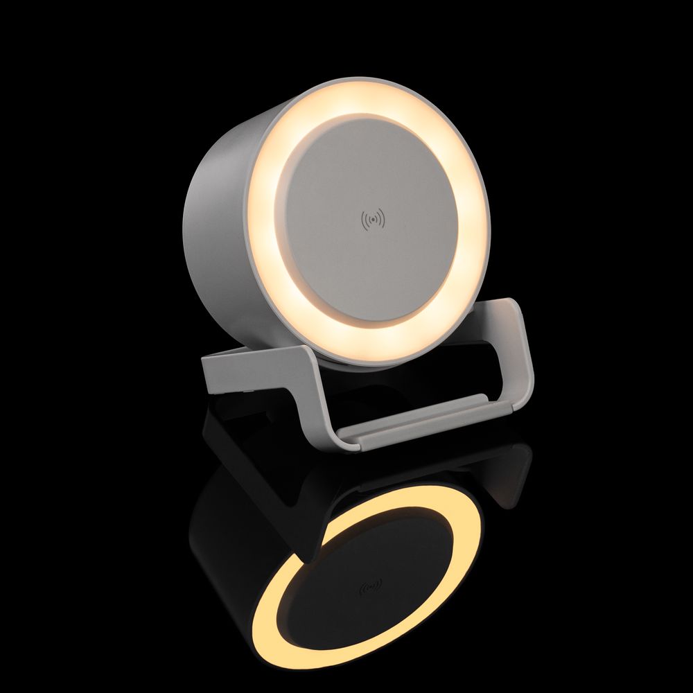 Лампа с колонкой и беспроводной зарядкой moonLight, белая (Миниатюра WWW (1000))