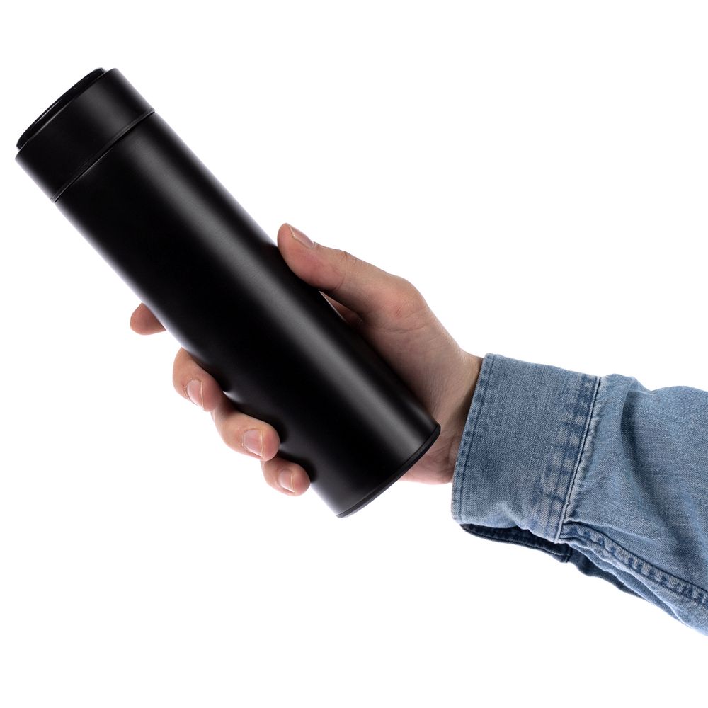 Смарт-бутылка с заменяемой батарейкой Long Therm, черная (Миниатюра WWW (1000))
