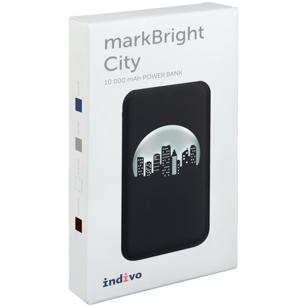 Аккумулятор с подсветкой markBright City, 10000 мАч, серый (Миниатюра WWW (1000))