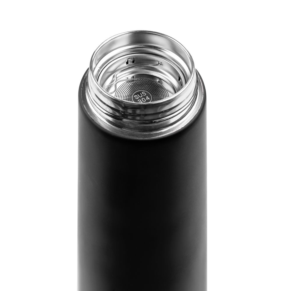 Смарт-бутылка с заменяемой батарейкой Long Therm Soft Touch, черная (Миниатюра WWW (1000))