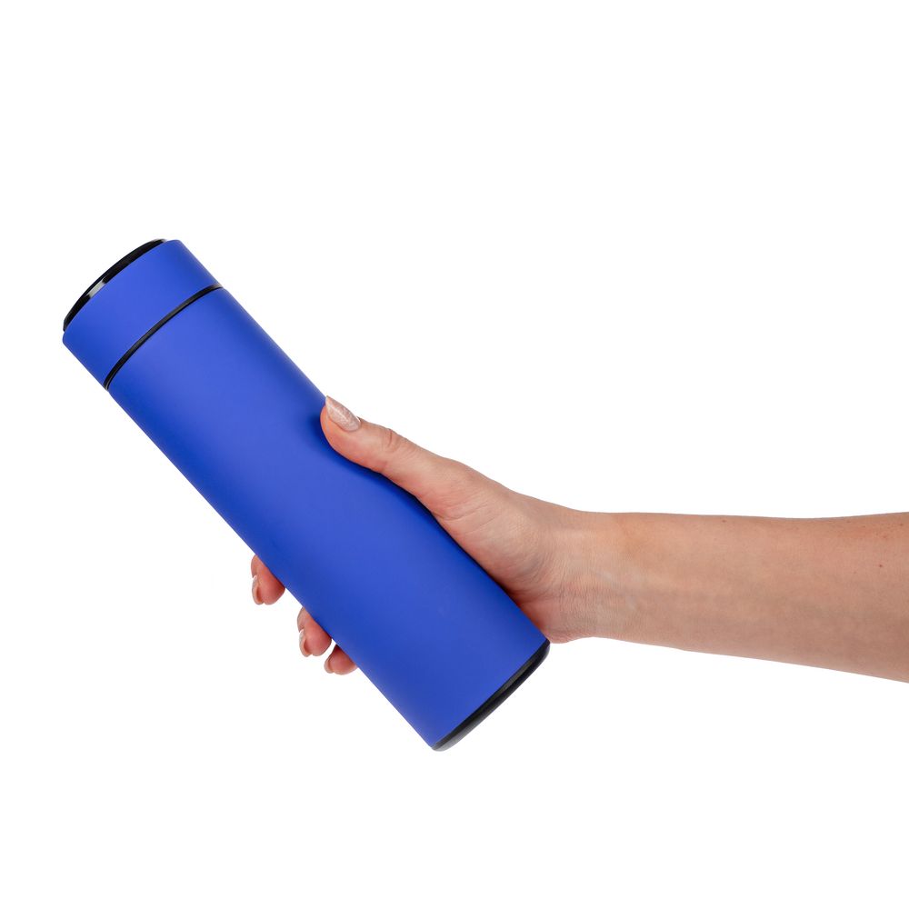 Смарт-бутылка с заменяемой батарейкой Long Therm Soft Touch, синяя (Миниатюра WWW (1000))