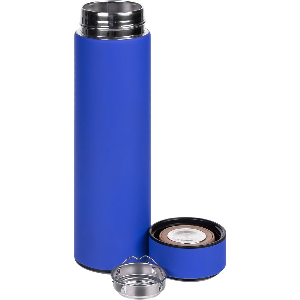 Смарт-бутылка с заменяемой батарейкой Long Therm Soft Touch, синяя (Миниатюра WWW (1000))