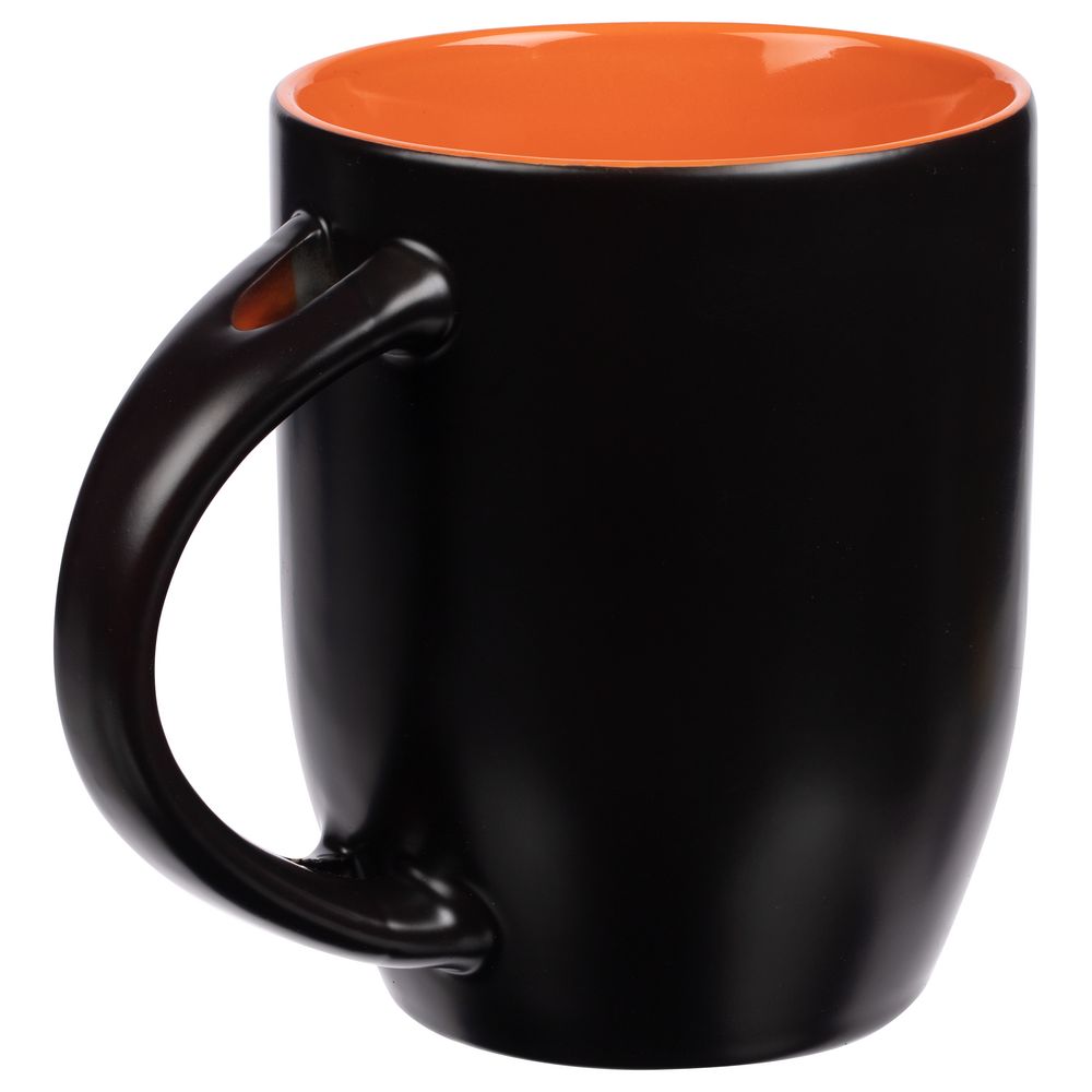 Кружка-хамелеон Melty с ложкой, черная с оранжевым (Миниатюра WWW (1000))